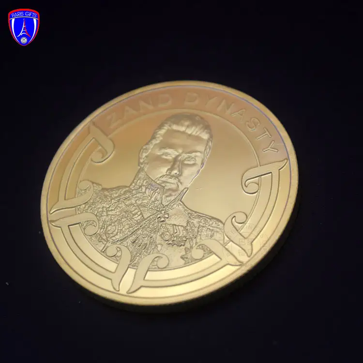 Custom Gold 3D man ZAND DYNASTY knight templar challenge coin maker custom coin dies souvenir gold metal coin