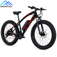 Vélo de montagne électrique à pneus larges 26*4.0, batterie au lithium 36V, moteur à moyeu arrière, frein à disque, 350W, sans balais, double suspension, 21 vitesses