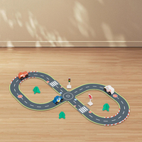 Juego de Construcción de Carreteras de Madera para Niños, Pista de Ferrocarril, Carreras de Autos, Juguetes de Madera para Niños