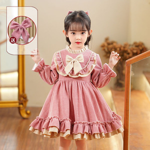 Vestito Lolita per Bambina <span class=keywords><strong>Autunno</strong></span>-Inverno 2025, Abito Retrò con Maniche Lunghe e Accessori, Stile Fragola - Product Image 5