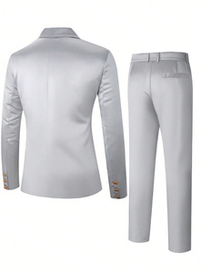Completo Formale Casual <span class=keywords><strong>in</strong></span> <span class=keywords><strong>Lino</strong></span>, Abito da <span class=keywords><strong>Uomo</strong></span> <span class=keywords><strong>in</strong></span> <span class=keywords><strong>Lino</strong></span>, Abito da Cerimonia Argento e Pantaloni Lunghi, Completo da Sera Due Pezzi - Product Image 6