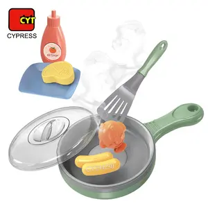 Pretend Play Kitchen Toy Plastic Frying Pan Cooking Play Color Changing Food Sets For Kids