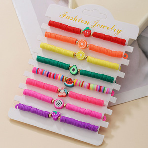 Fashion String <b>Bracelet</b> Set Colorful Fruit Design Elastic <b>Rope</b> Jewelry Unisex Gift Wearable Accessories - Product Image 1