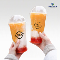 Gobelets en plastique PET transparents avec logo personnalisé, gobelets jetables pour boissons froides, café glacé, bubble tea, boba avec couvercles