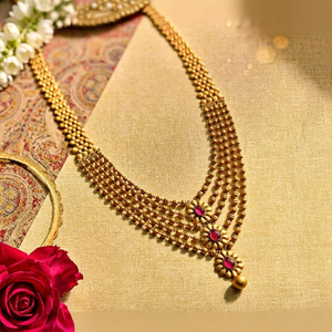 Gold Color <b>Beaded</b> Necklace <b>Set</b> Layered Floral Jewelry <b>Set</b> Pink Stone Choker Necklace for Wedding Party - Product Image 1