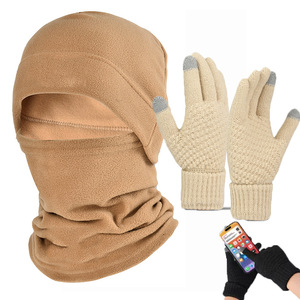 Balaclava en polaire trois pièces, cache-cou, gants pour écran tactile, pour la conduite en moto, protection hivernale, unisexe - Product Image 5