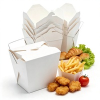 Boîte à emporter en papier blanc jetable, conteneur alimentaire chinois, boîte en papier pour nouilles et riz avec poignée en fil métallique