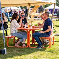 Ensemble banc et table d'extérieur en métal, résistant aux intempéries, durable, écologique, design moderne pour les cours, les cafés et les salons de thé