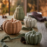 Nouvelle conception de décoration d'Halloween pour la maison, contenants à bougies mats en forme de citrouille avec couvercle