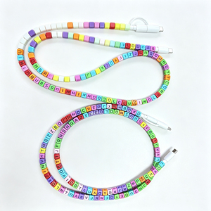 Câble de charge personnalisé avec lettres en perles, câble de données USB avec nom personnalisé, cordon de chargeur de téléphone fait main, cadeau promotionnel - Product Image 5