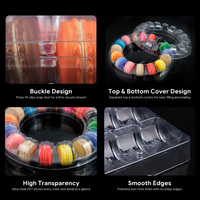 Boîte à macarons ronde à 16 cavités en PET, conteneur transparent en plastique à clapet, sans BPA, emballage cadeau pour pâtisserie, logo personnalisé