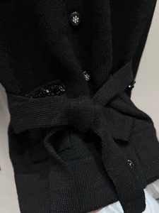 High Quality New <strong>Black</strong> Long <strong>Cardigans</strong> 2025 Autumn Winter Clothes <strong>Lady</strong> V-Neck Beading <strong>Pocket</strong> Patchwork Wool Knitted <strong>Cardigan</strong> Wear - Product Image 6