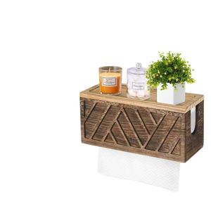 Wall Mounted Bathroom Tissue Holder Rectangular Wood <b>Paper</b> Roll Box For Bathroom <b>Kitchen</b> Bedroom Storage - Product Image 3