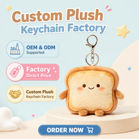 Porte-clés en peluche personnalisé OEM ODM en forme de pain grillé mignon, jouet en peluche doux en forme de pain, porte-clés pour sac à dos avec logo personnalisé