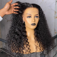 Peluca de Cabello Brasileño con Frente de Encaje, Cabello Humano 100% Virgen Remy, Peluca Corta con Ondas de Agua, Estilo Bob, Ondas Naturales Brasileñas