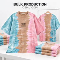 T-shirt Tie-Dye Color Block Pastel en Gros, Vêtements de Sport pour Hommes, T-shirt Oversize en Coton, Fabricant OEM ODM Marque Privée pour les Marques