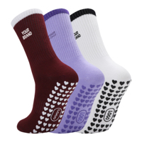 Fabricants de chaussettes de Pilates antidérapantes, design personnalisé, chaussettes de yoga mi-mollet pour femmes, antidérapantes, écologiques, chaussettes de Pilates à logo personnalisé