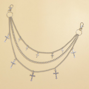 จี้รูปกางเขนพร้อมโซ่โลหะสำหรับคาดเอว สไตล์สตรีทฮิปฮอป แฟชั่นสำหรับกางเกงยีนส์ขาสั้น - Product Image 2