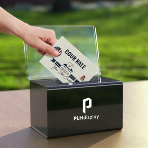 Caja de Donaciones Acrílica Personalizada con Cerradura y Ranura para Letrero |   Contenedor Multiusos para Votaciones, <span class=keywords><strong>Sorteos</strong></span> y Recolección de Propinas, Almacenamiento Seguro - Product Image 5