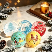 Balle Squishy Colorée de Noël, Père Noël et Bonhomme de Neige, Jouet Anti-Stress en Gel Transparent à Presser, Jouet Fidget
