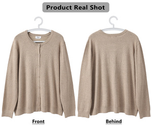 Maglieria da Donna in Stock, 70% <span class=keywords><strong>Viscosa</strong></span> 30% Nylon, <span class=keywords><strong>Cardigan</strong></span> Autunnale con Collo a Girocollo e Bottoni, Ultra Morbido e Traspirante - Product Image 4