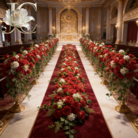 Boule de fleurs artificielles de luxe OLER, roses en soie rouges, décoration d'allée de mariage, centre de table pour mariage, vente en gros pour entreprises