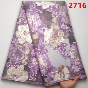 Tissu Jacquard Brocart Dentelle Africaine Mode avec Broderie Florale en Maille Dorée, Dentelle Française pour Robe <span class=keywords><strong>de</strong></span> Mariée 2533 - Product Image 4