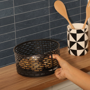 Round Metal Storage <b>Basket</b> Stainless Steel Kitchen Organizer Minimalist Design Durable <b>Food</b> - Product Image 5