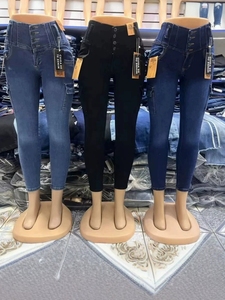 Jean skinny déchiré taille haute pour <span class=keywords><strong>femme</strong></span>, en denim respirant et extensible, idéal pour l'été, style décontracté et streetwear - Product Image 3