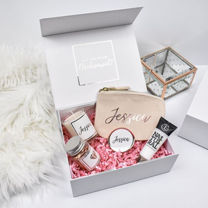 Elegant Premium Flat Floding Decorative Gift Boxes Bridesmaid Gift Box Bridesmaid Proposal Box with Logo