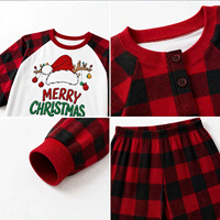 Vêtements d'intérieur en polyester à carreaux imprimés de Noël à manches longues pour la famille parent-enfant, mode hiver, logo personnalisé, vente en gros OEM