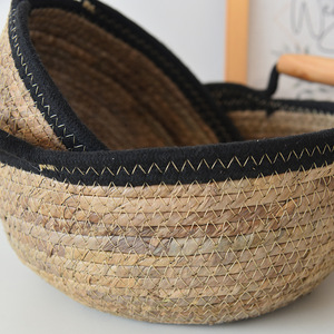 Desktop <b>storage</b> <b>basket</b>, coffee table organizer, round hand-held banana <b>rope</b> woven cosmetics <b>storage</b> <b>basket</b> - Product Image 3