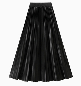 Gonna Lunga Plissettata Lucida a Vita Alta per Donna, Gonna Maxi Moda Primavera-Estate, Outfit Quotidiano e Street Style - Product Image 2
