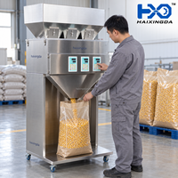 Machine de remplissage robuste à triple tête 5000g avec conception à triple trémie en acier inoxydable pour granulés, poudres et matériaux secs en vrac