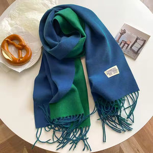 Wholesale the latest double-sided plain <b>brushed</b> scarf custom plain winter warmth women's reversible cashmere scarf - Product Image 5
