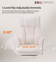 Chaise de bureau ergonomique inclinable en chenille avec repose-pieds, accoudoirs rabattables à 5 niveaux, dossier haut, pivotante, pour bureau à domicile, capacité 330 LBS