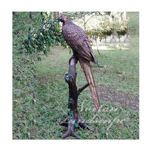 Moderne Buitentuin Decoratie Metalen Dieren Sculptuur Zingen Lied Messing Bronzen Papegaai Staande Op De Boom Standbeeld - Product Image 1