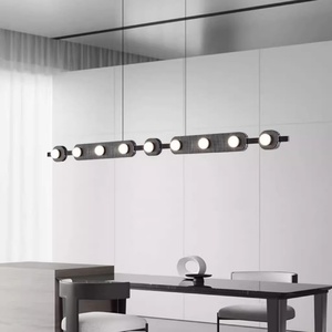 Lampadario LED Moderno Industriale in Ferro e Vetro con Finitura <span class=keywords><strong>Oro</strong></span> e Nero, Luce Calda Protettiva per gli Occhi per Soggiorno - Product Image 4