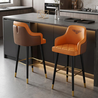Tabouret de bar en bois d'hévéa de luxe nordique avec dossier, tabouret haut pour usage commercial, armoires à vin et comptoirs de bar à domicile