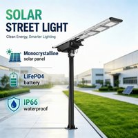 Lampadaire solaire 100W IP66, 190LM/W LED, angle de faisceau 140°, CRI 70, télécommande, garantie 3 ans, montage sur poteau en alliage d'aluminium