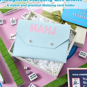 RTS PU Leather Mahjong Card Clutch Holder Pouch Gaming Accessories Protective Cover Case Magnetic Closure Durable Welcome <b>Gifts</b> - Product Image 3