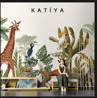 Wallpaper Mural Hewan 3D Bermotif Kustom Desain Terbaru Model Dinding Budaya untuk Dekorasi Rumah dengan Desain Kesederhanaan Modern