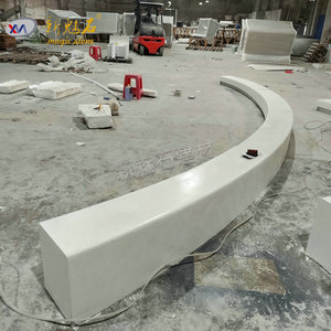ม้านั่งโค้งหินวิเศษ UHPCGRC สีขาวเทา สำหรับจัดสวนสำเร็จรูป - Product Image 1