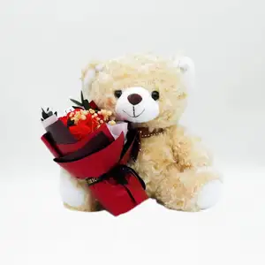 Valentine's Day gifts Teddy Bear with Rose Plush Toys custom stuffed flower Teddy Bear dolls Gift Box for girls sense of ritual