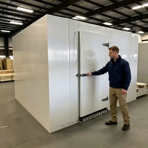 Chambre froide mobile, chambre froide à entrée directe, utilisation extérieure, montage facile, noyau en mousse de polyuréthane, unité de condensation externe pour la transformation de la <span class=keywords><strong>viande</strong></span> - Product Image 6