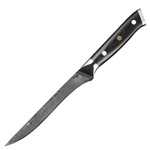 Apanese-cuchillo de Damasco profesional, hoja de 67 capas de acero de Damasco con mango forjado de 6 pulgadas