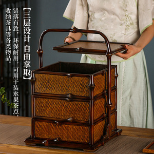 Bamboo Pavilion Purple Bamboo <b>Tea</b> Cabinet Rectangle Standing Type Storage Cabinet With Drawers For Living Room Neatening - Product Image 4