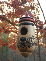 Casa para Pájaros de Madera Hecha a Mano con Arte Rústico Noruego Rosemaling, Colibrí Colgante, Ecológica, para Uso en Interiores/Exteriores, Regalo para Amantes de las Aves