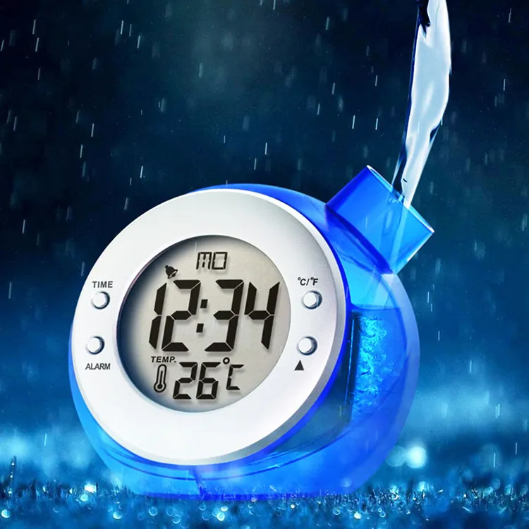 Geri dönüşümlü çevre dostu su saati Alarm eğlenceli tasarım su Powered saat ile Modern saatler ayarlamak kolay