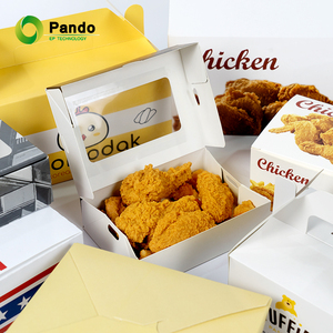 Personalizado para llevar comida rápida coreana papel perro caliente restaurante cubo hamburguesa embalaje pollo frito feliz compartir caja de comida - Product Image 3